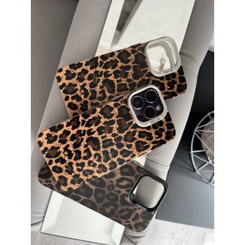 Леопардовый Чехол Белая вставка з открытою камерою 13 pro max