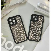 Леопардовий протиударний чорний чохол 13 pro iPhone