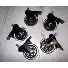 Силиконовые колеса для офисного кресла 76 мм с фиксатором, шток 11 мм